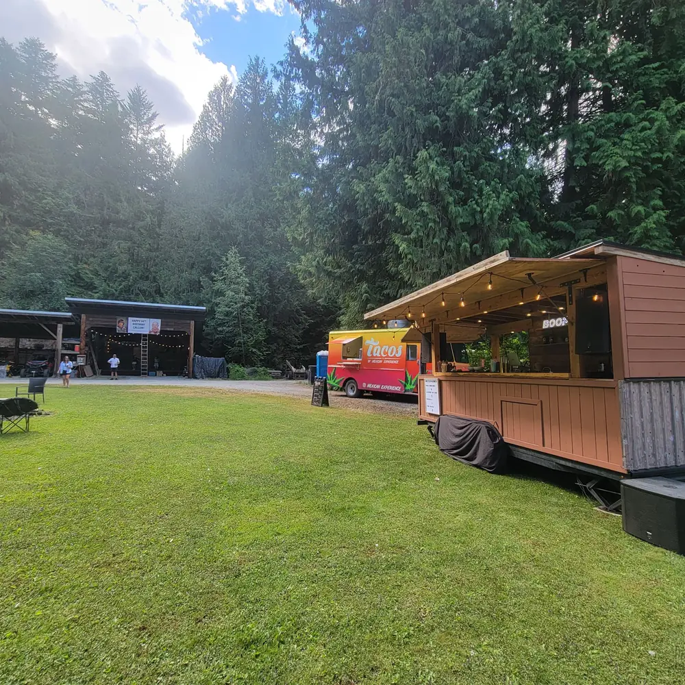 The Boombox mobile bar set up beside a food truck at a Sea to Sky community event